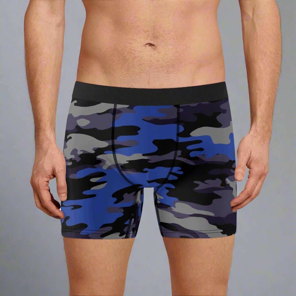 Blue Camo Mens Boxers by Highest Evolution