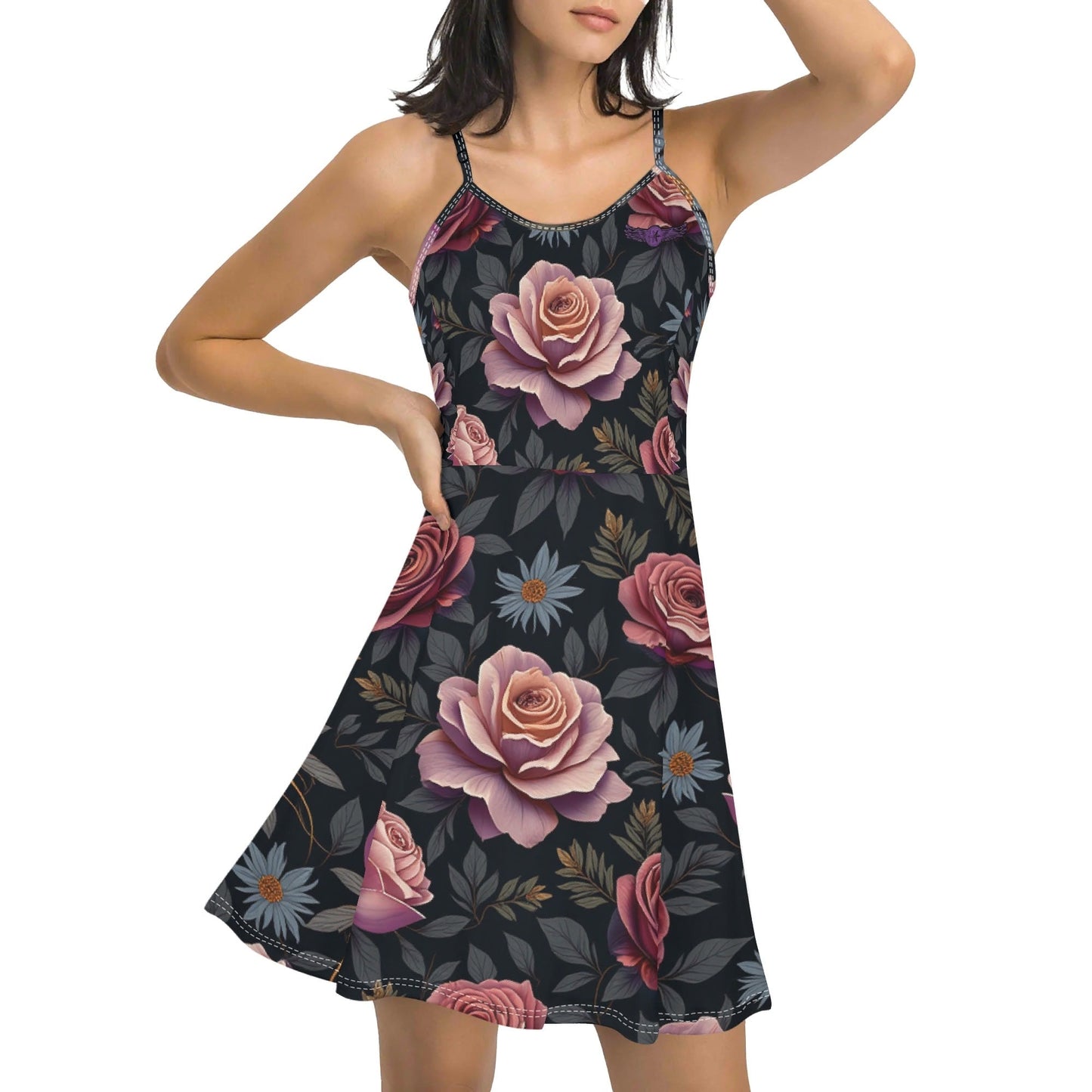 Womens Spaghetti Strap Rose Garden Dress by Highest Evolution