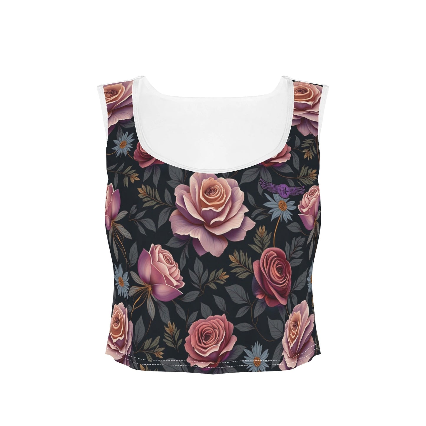 Womens Sleeveless Rose Garden Sports Bra Workout Crop Tank Top By Highest Evolution