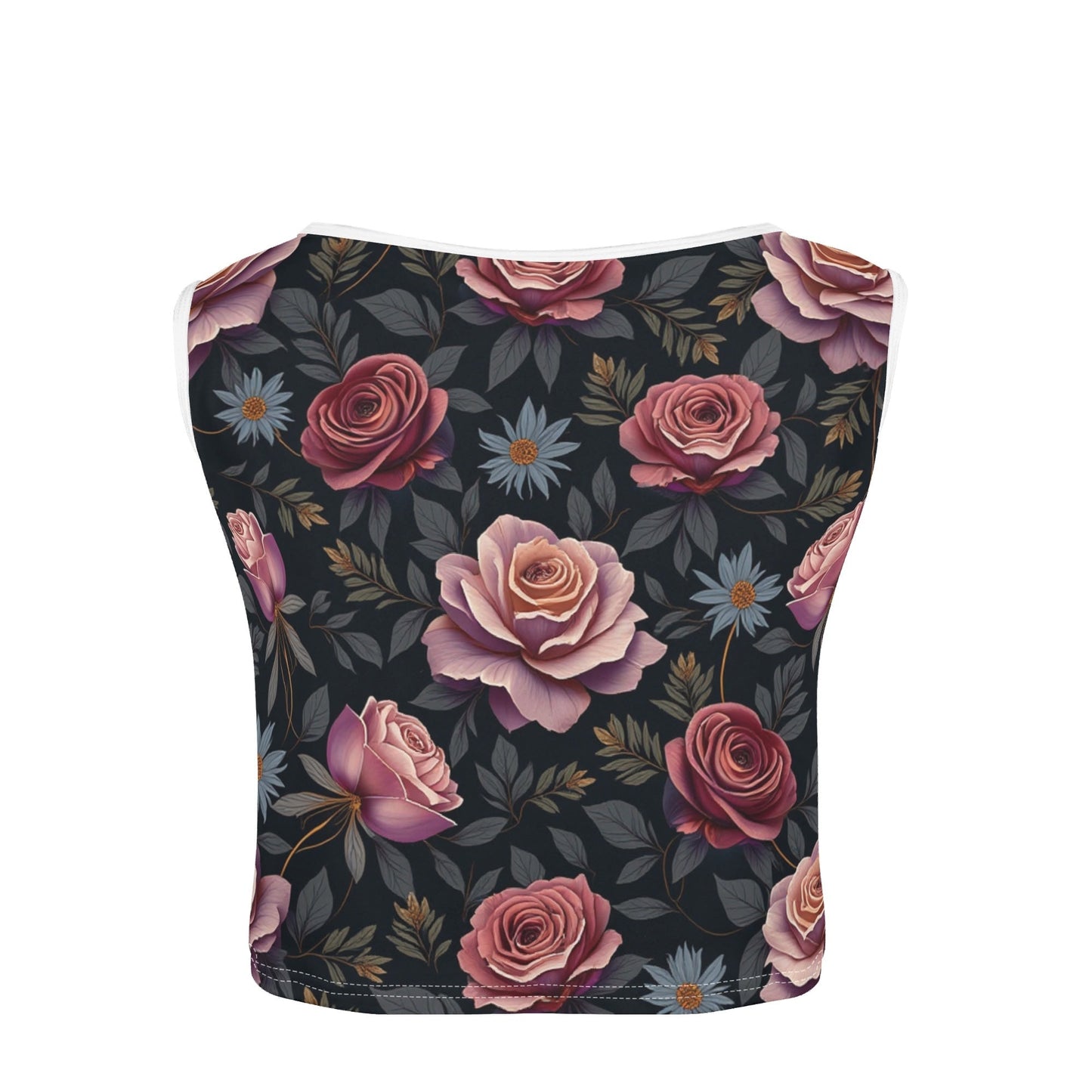 Womens Sleeveless Rose Garden Sports Bra Workout Crop Tank Top By Highest Evolution