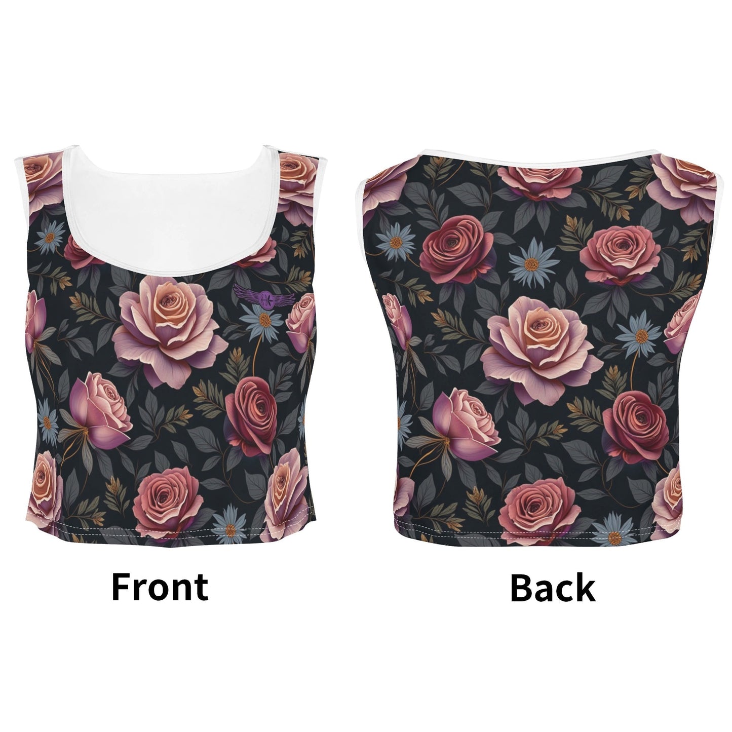 Womens Sleeveless Rose Garden Sports Bra Workout Crop Tank Top By Highest Evolution