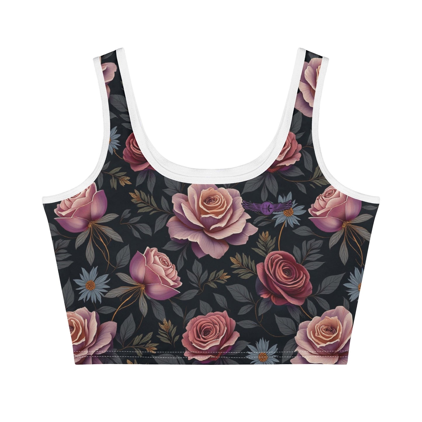 Womens Rose Garden Sleeveless Crop Tank Top by Highest Evolution