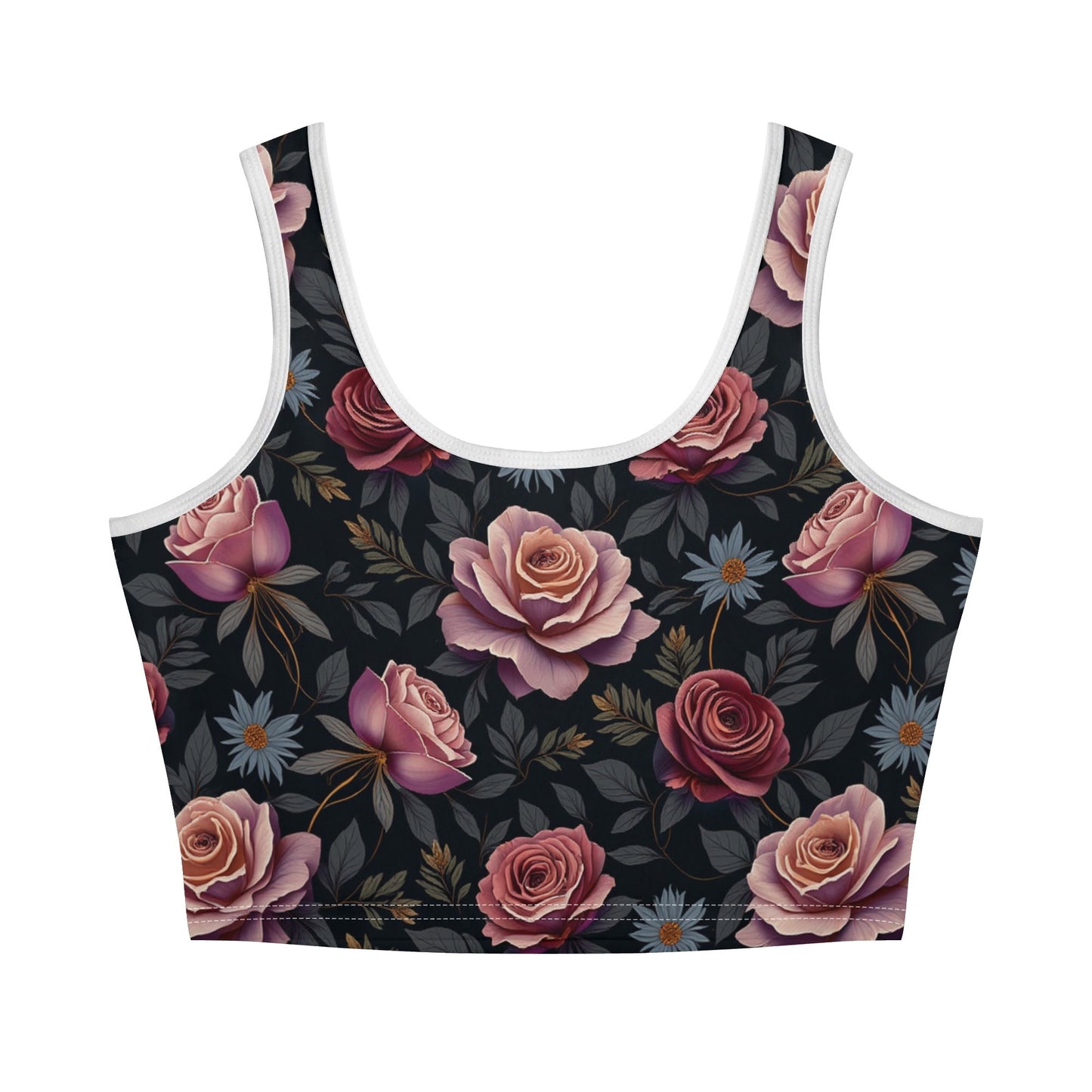 Womens Rose Garden Sleeveless Crop Tank Top by Highest Evolution