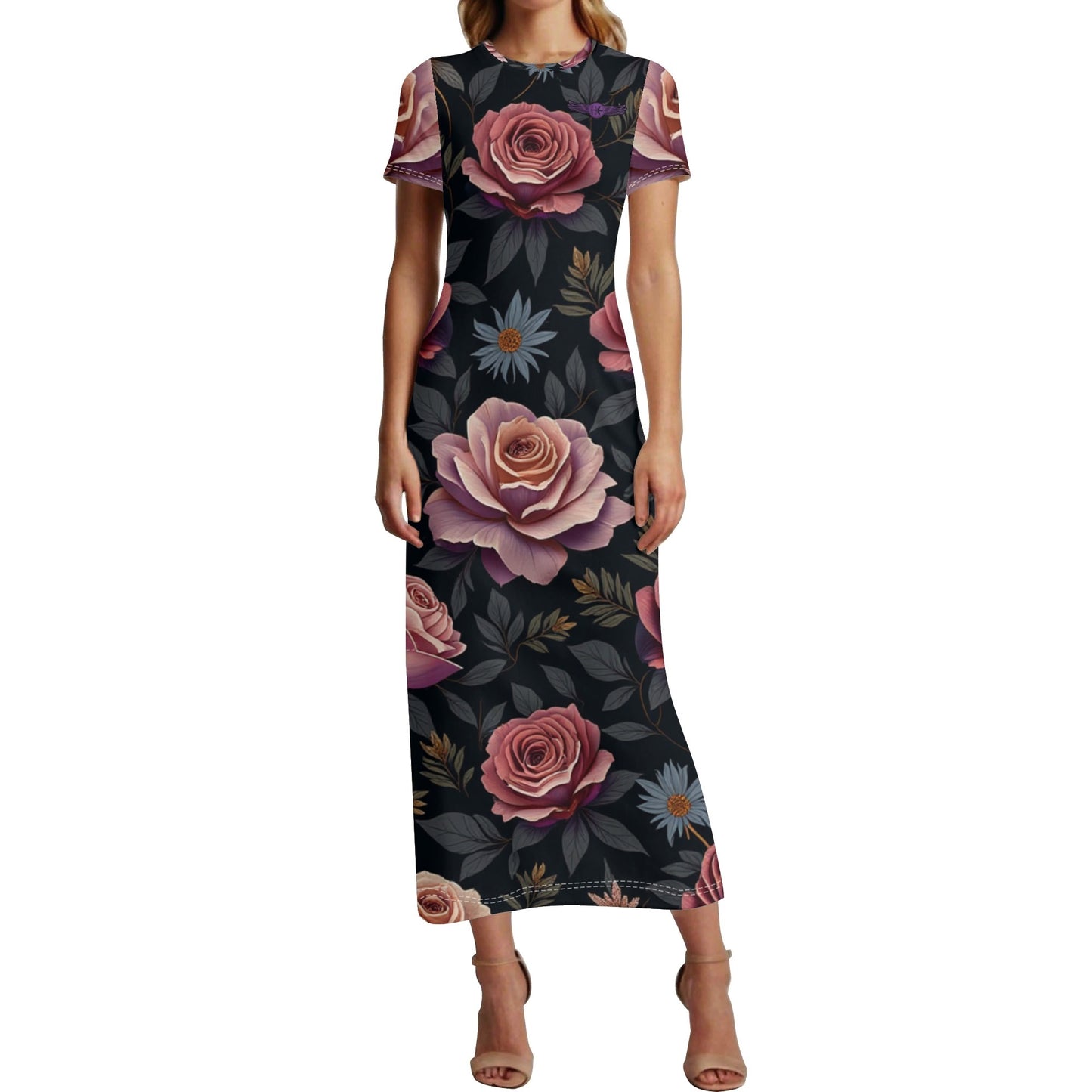 Womens Rose Garden Short Sleeve Dress by Highest Evolution
