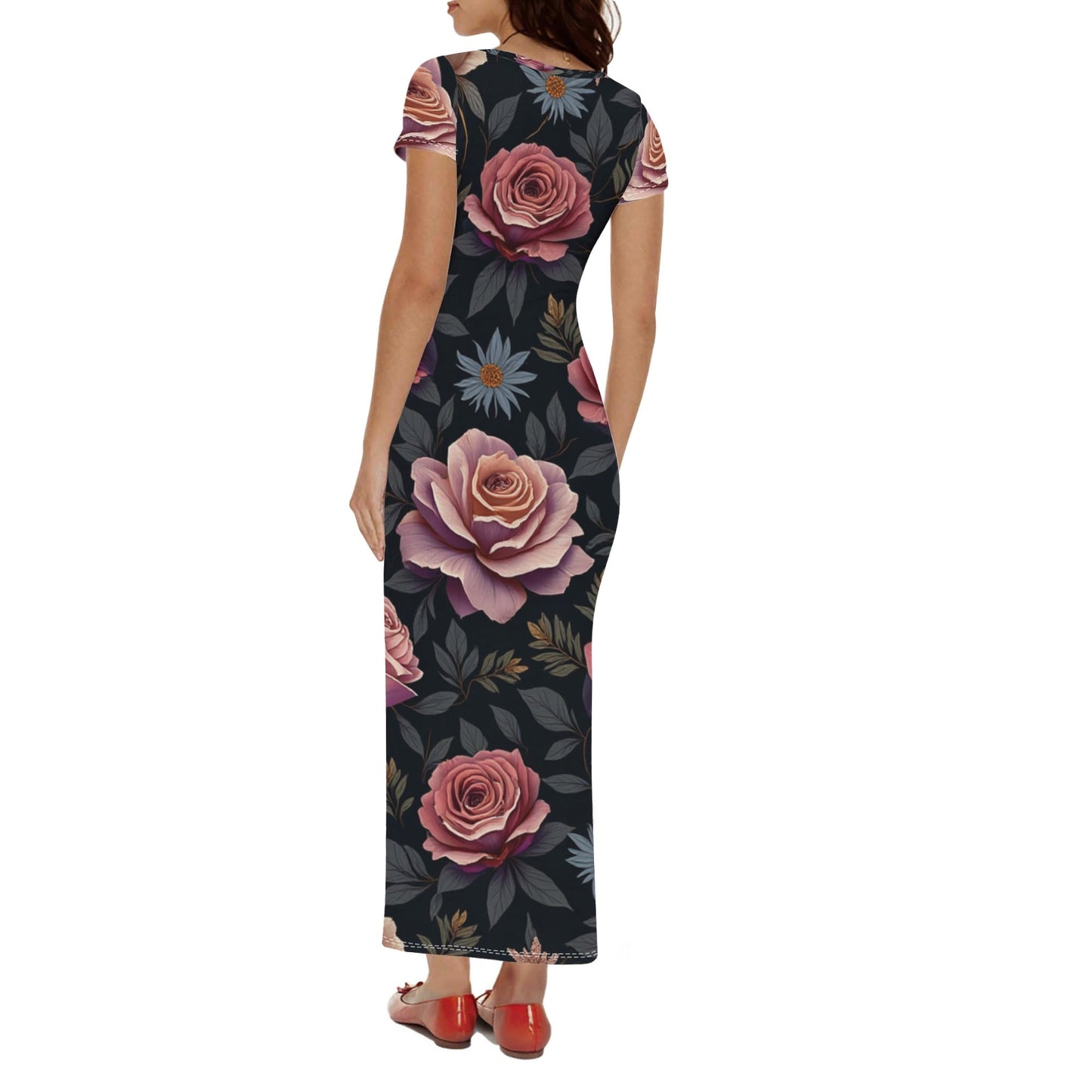 Womens Rose Garden Short Sleeve Dress by Highest Evolution