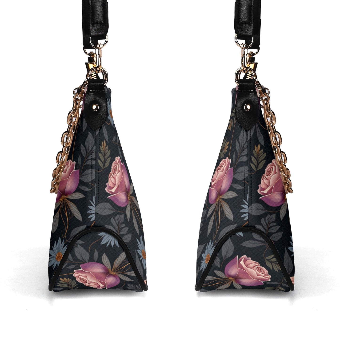 Lady Twill Leather Rose Garden Chain Shoulder Bag by Highest Evolution