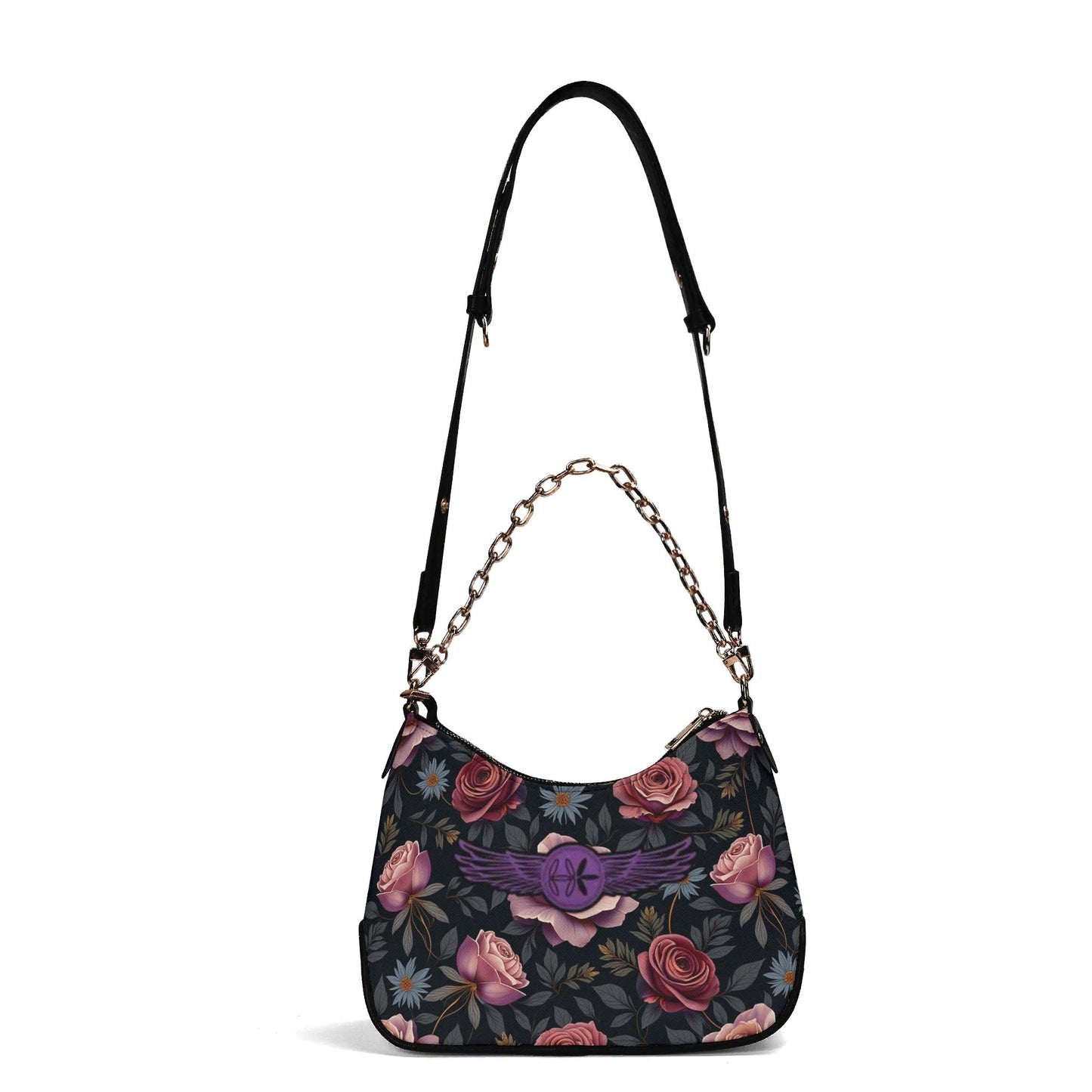 Lady Twill Leather Rose Garden Chain Shoulder Bag by Highest Evolution