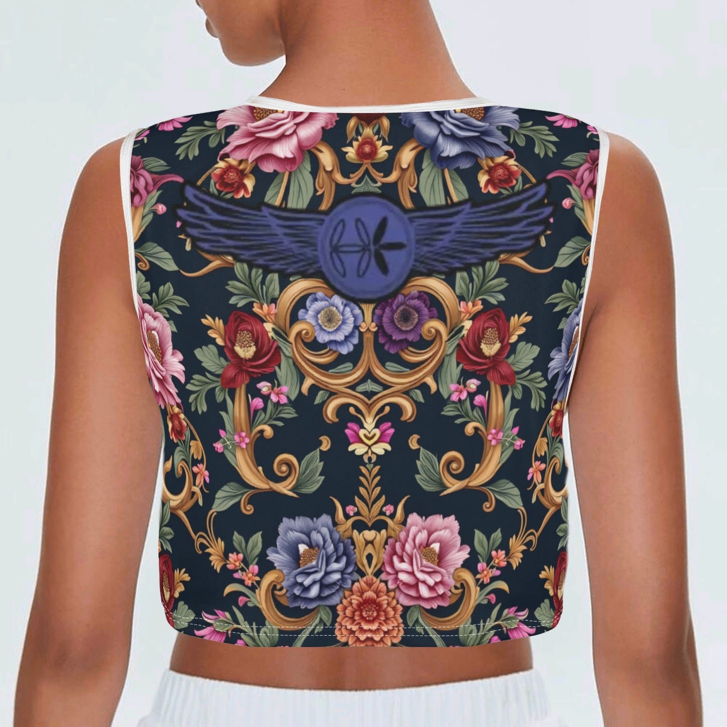 Womens Royal Floral Sports Tank Top