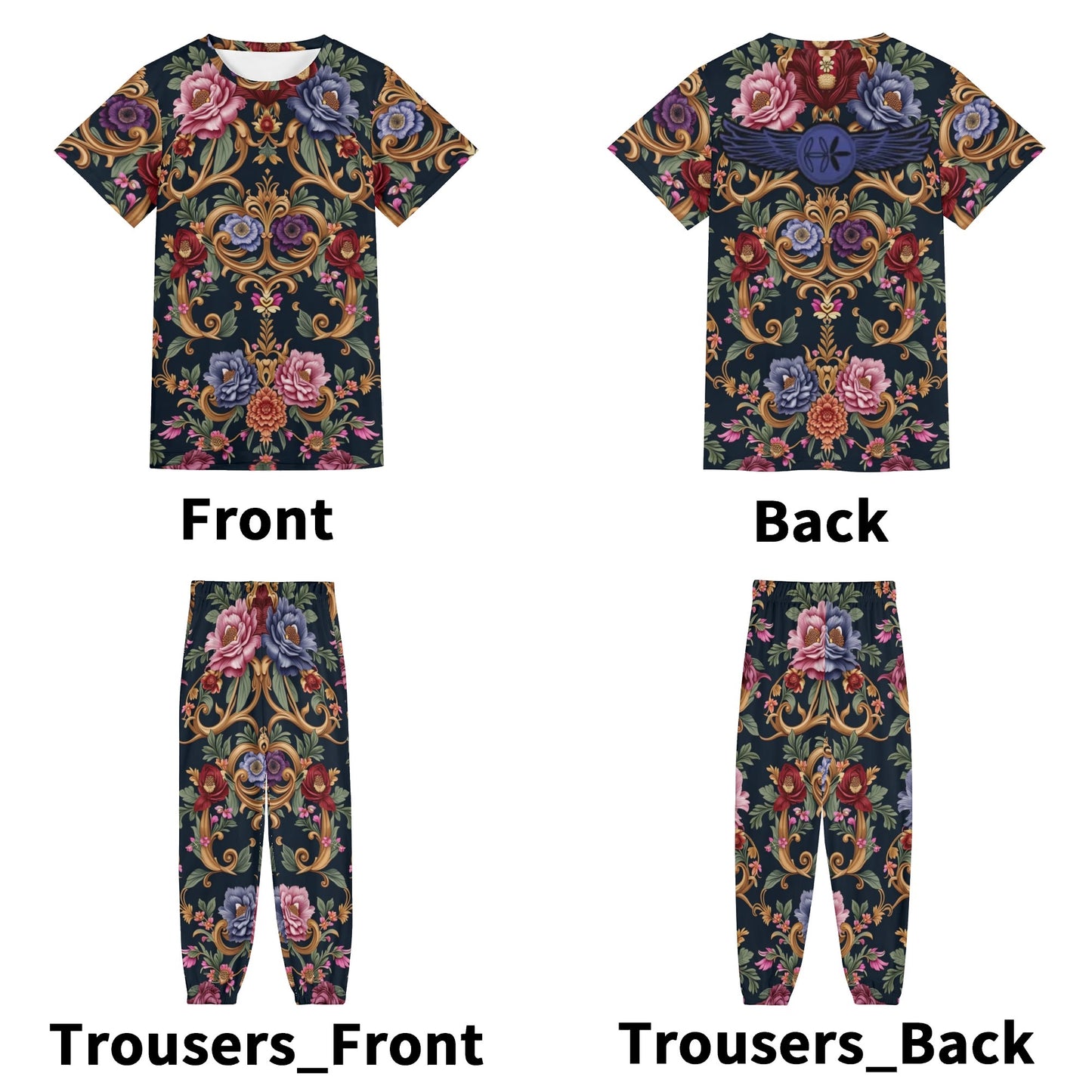 Unisex All-Over Print Adult Short Sleeve-Blouse Sports Set
