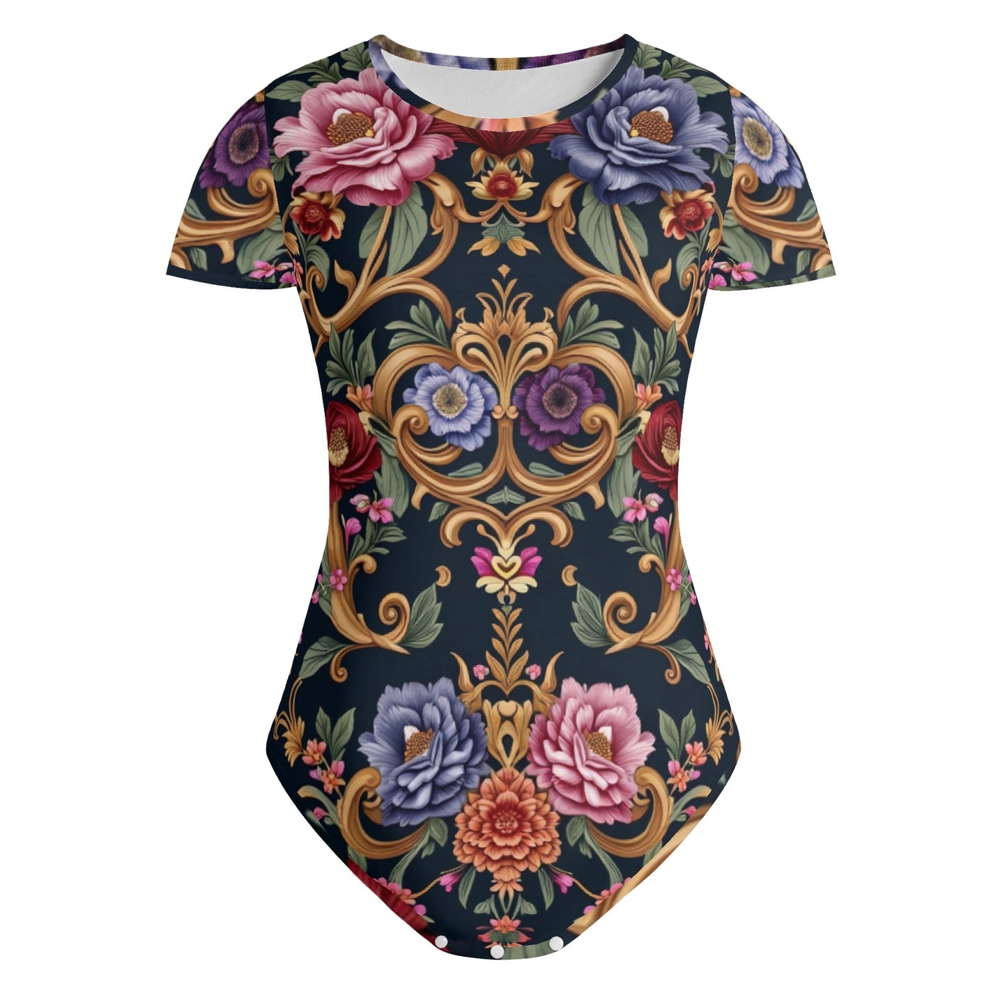 Womens Crew Neck Short Sleeve Slim Fit Bodysuit