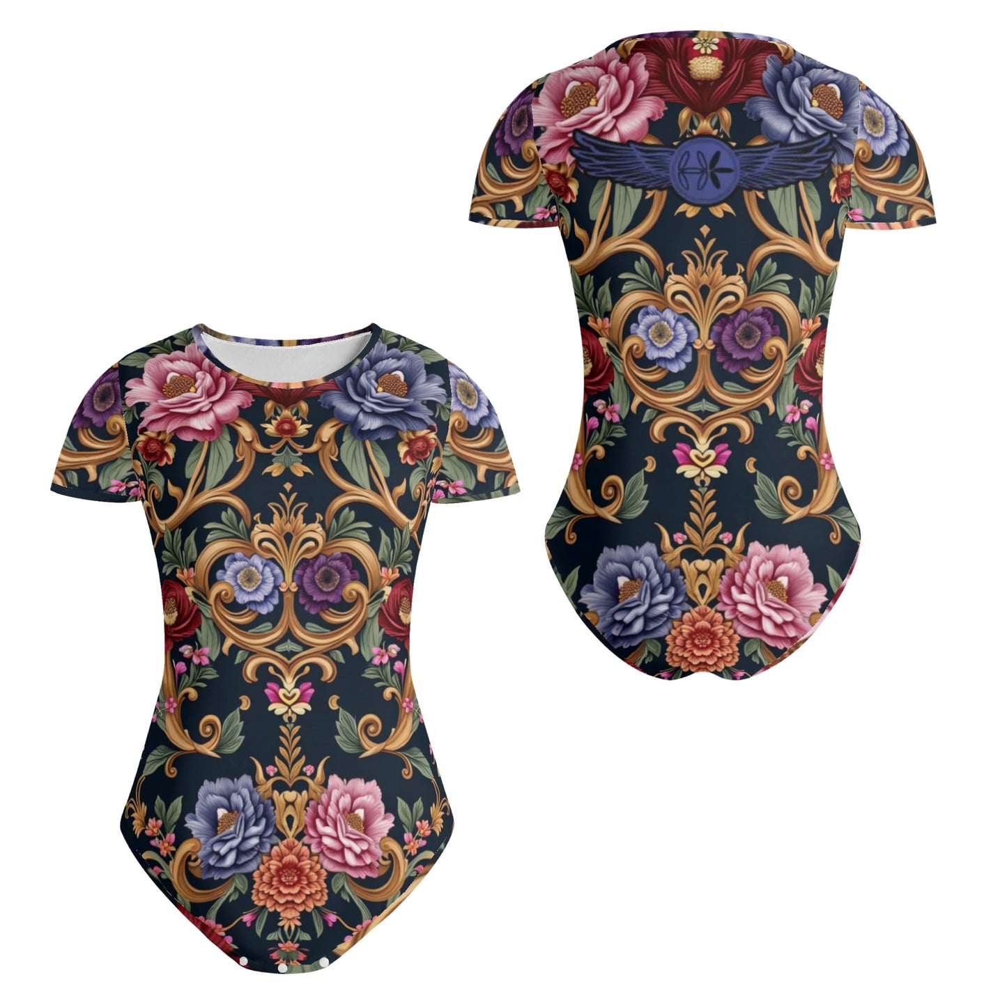 Womens Crew Neck Short Sleeve Slim Fit Bodysuit