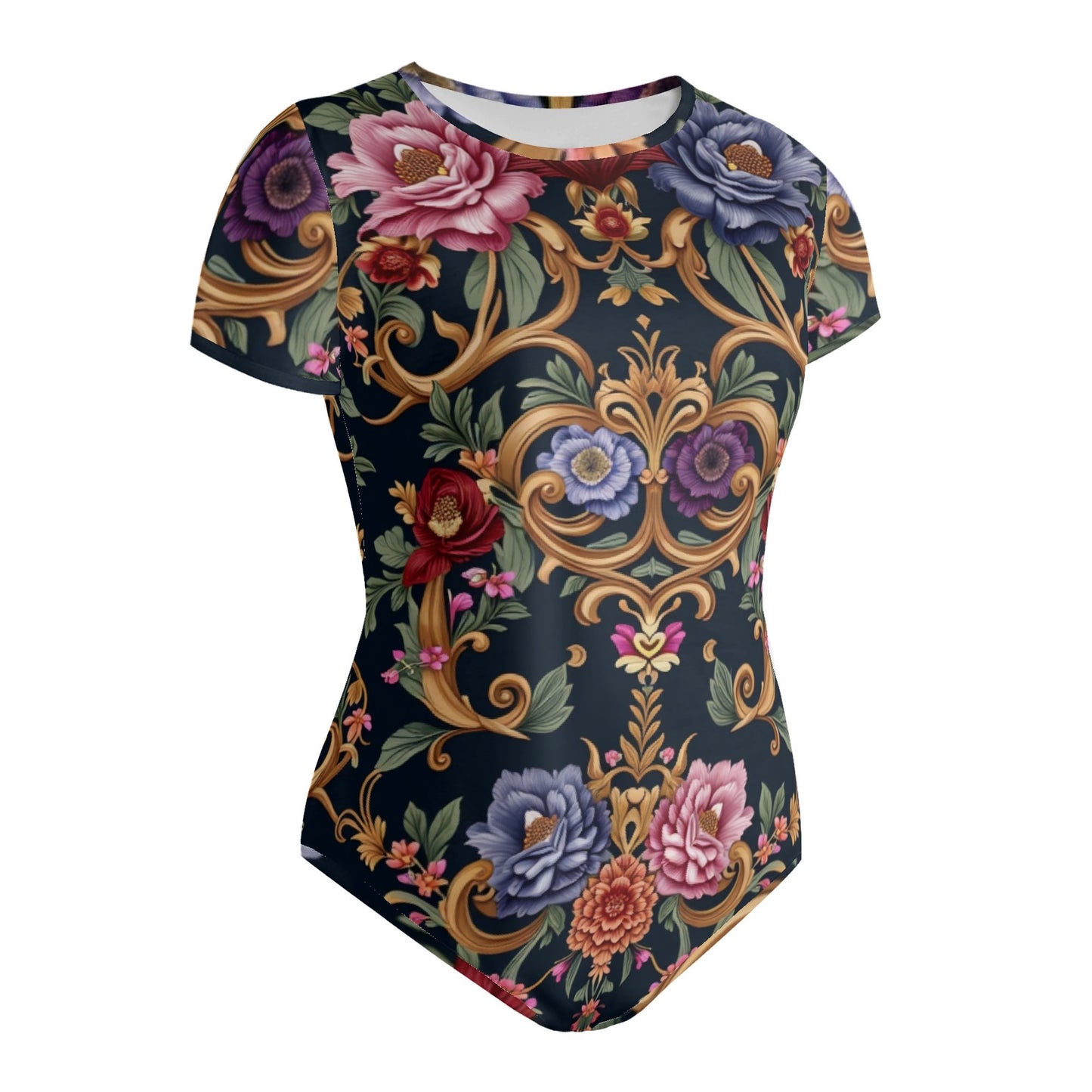 Womens Crew Neck Short Sleeve Slim Fit Bodysuit