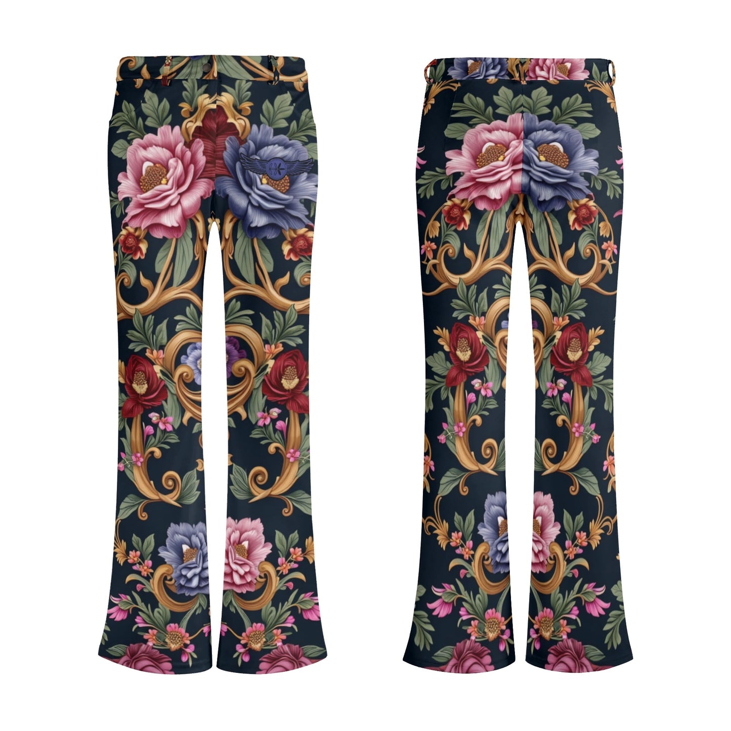 Womens Royal Floral Flare Pants