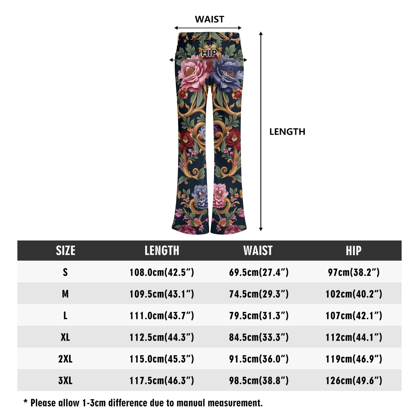 Womens Royal Floral Flare Pants