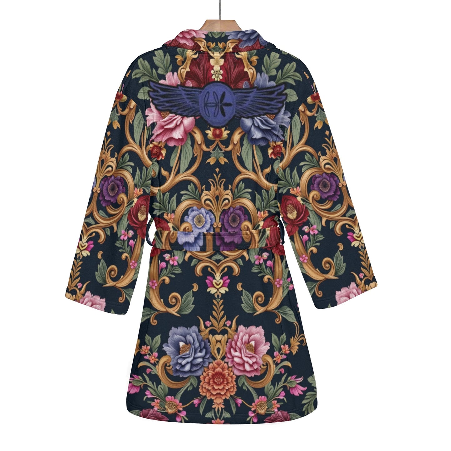 Womens Royal Floral Short Bathrobe