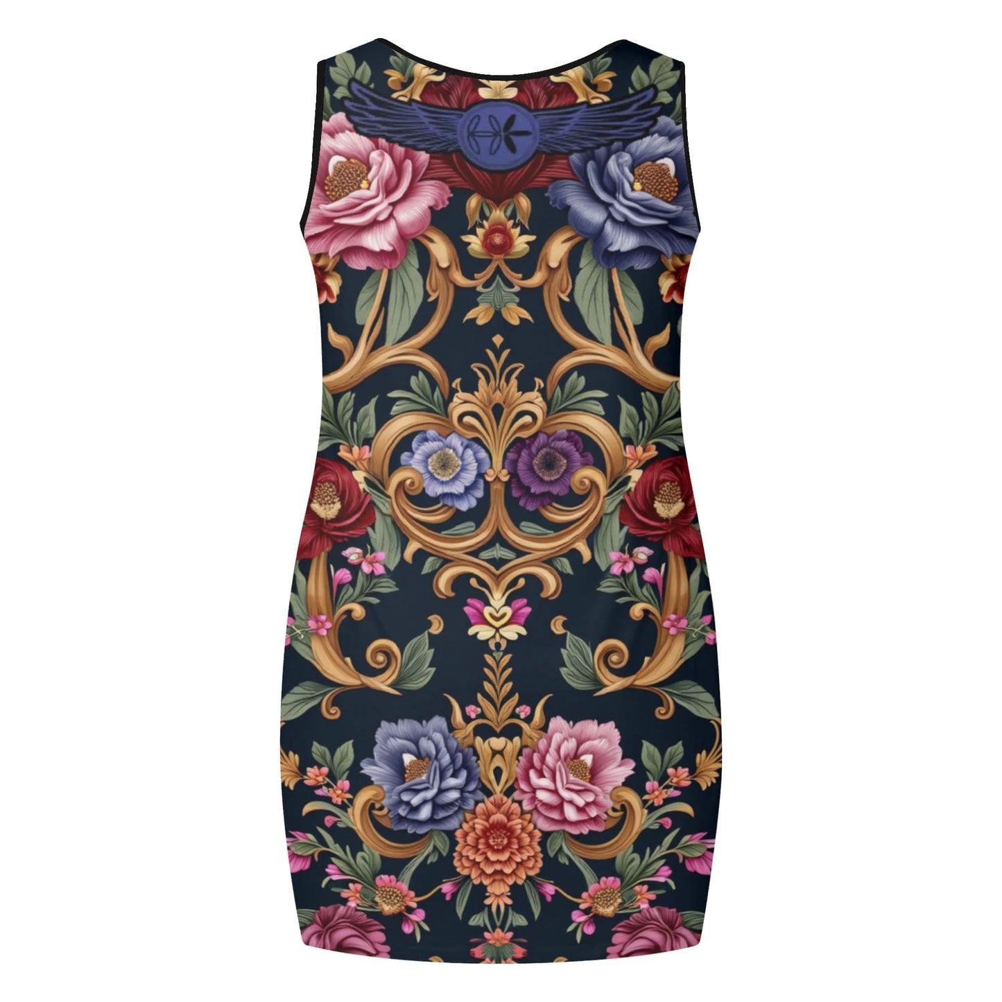 Womens Elegant Royal Floral Sleeveless Vest Dress by Highest Evolution