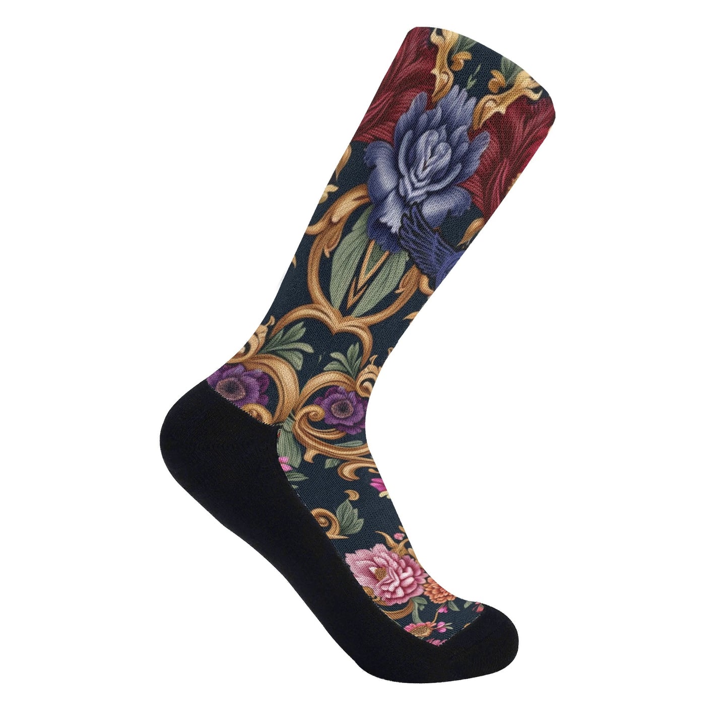 Royal Floral Crew Socks