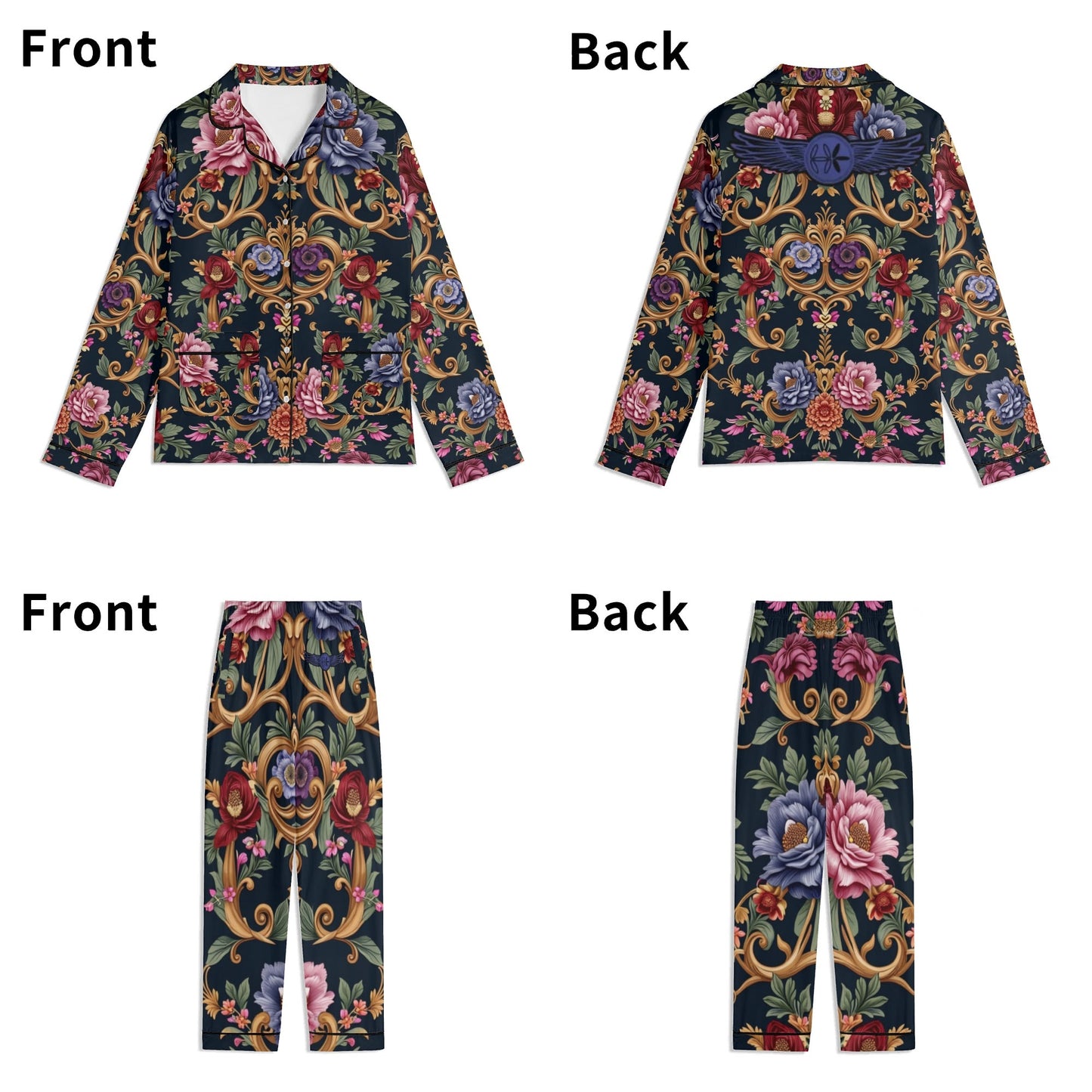 Long Sleeve Royal Floral Pajama Set
