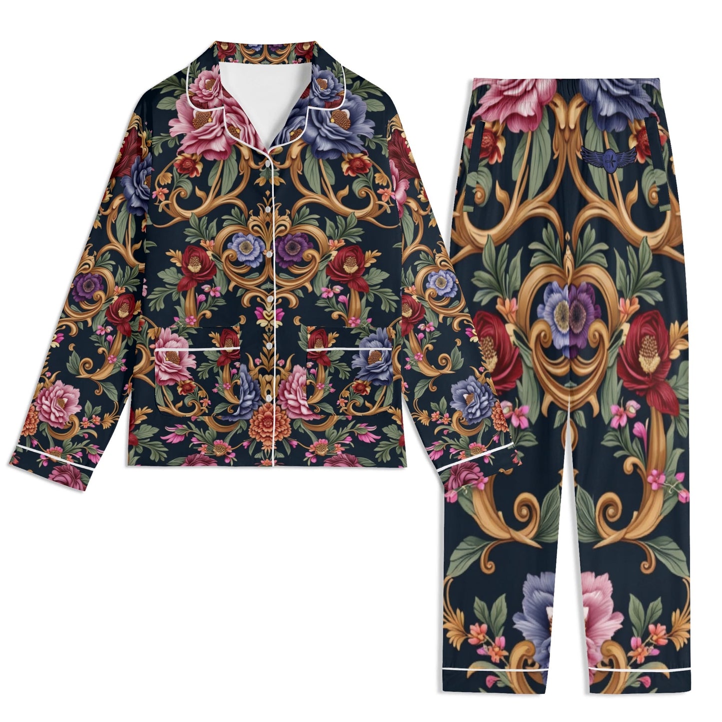 Long Sleeve Royal Floral Pajama Set