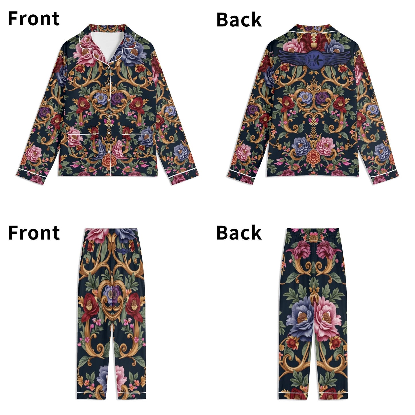 Long Sleeve Royal Floral Pajama Set