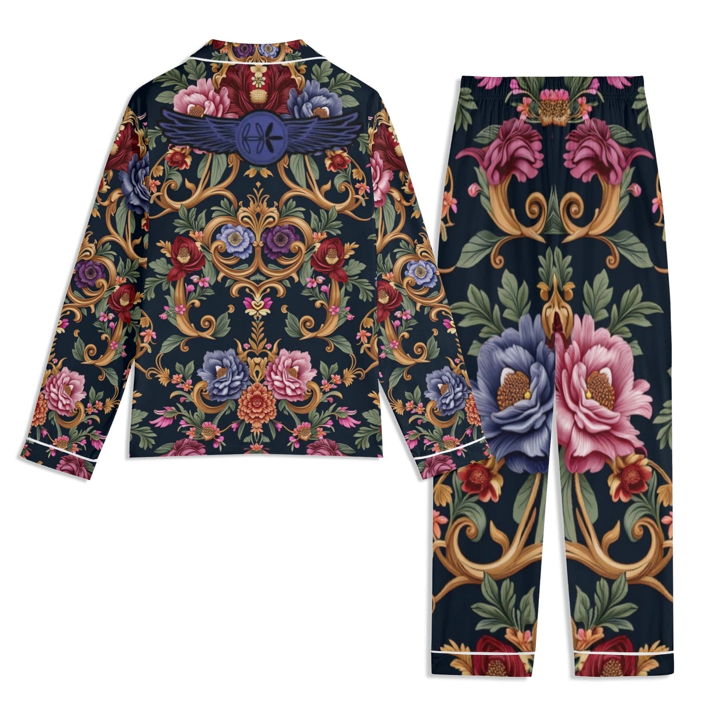 Long Sleeve Royal Floral Pajama Set