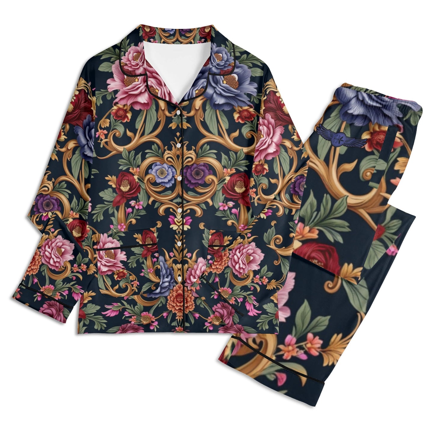 Long Sleeve Royal Floral Pajama Set
