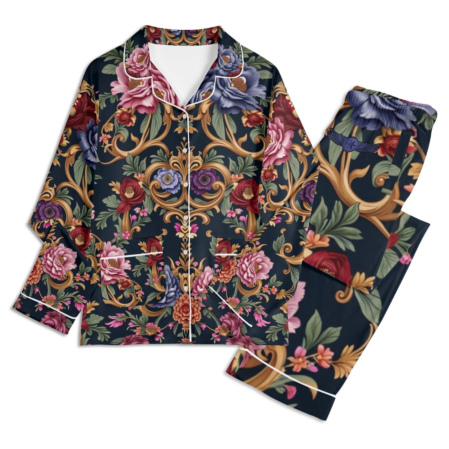 Long Sleeve Royal Floral Pajama Set