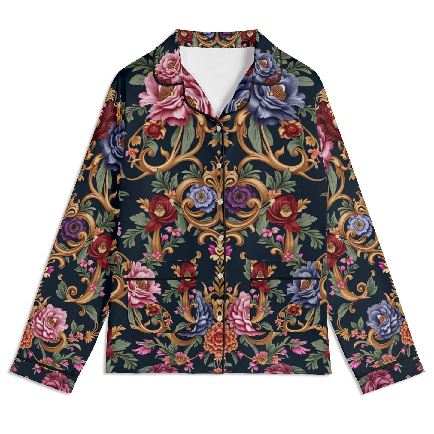 Long Sleeve Royal Floral Pajama Set