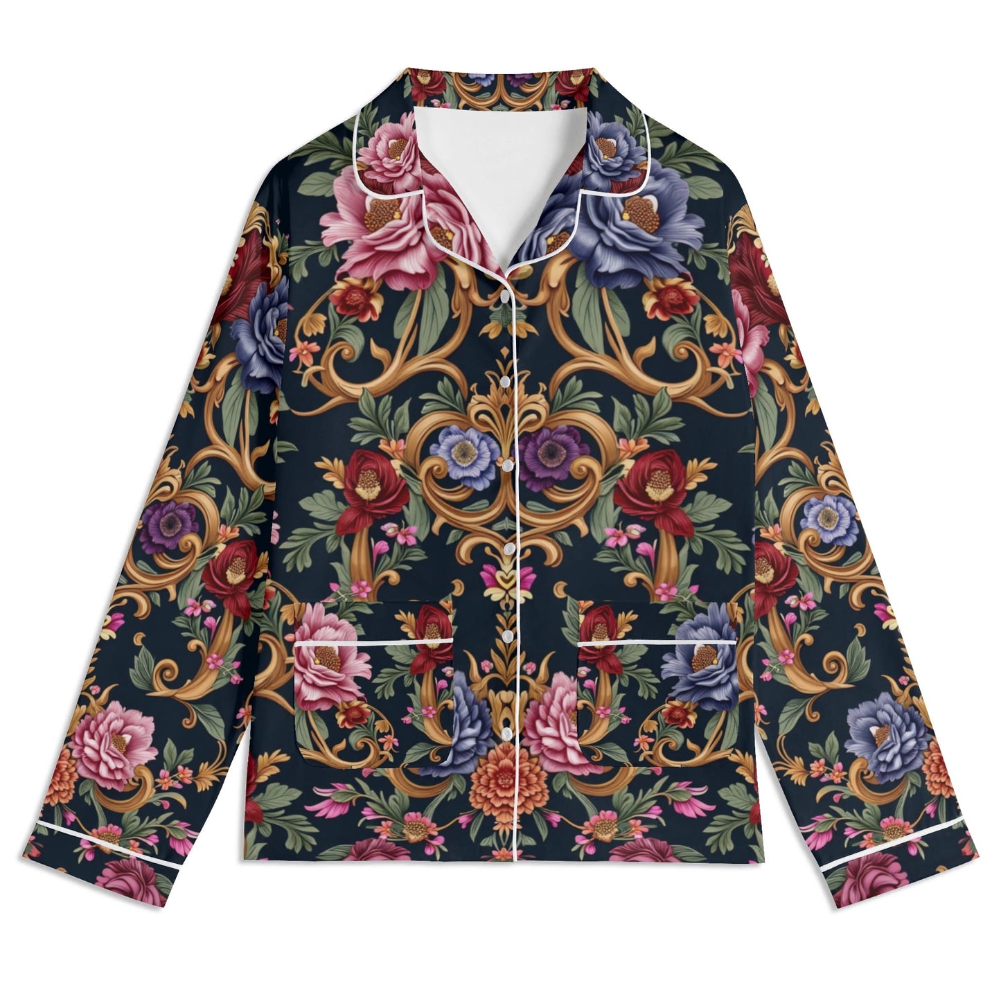 Long Sleeve Royal Floral Pajama Set