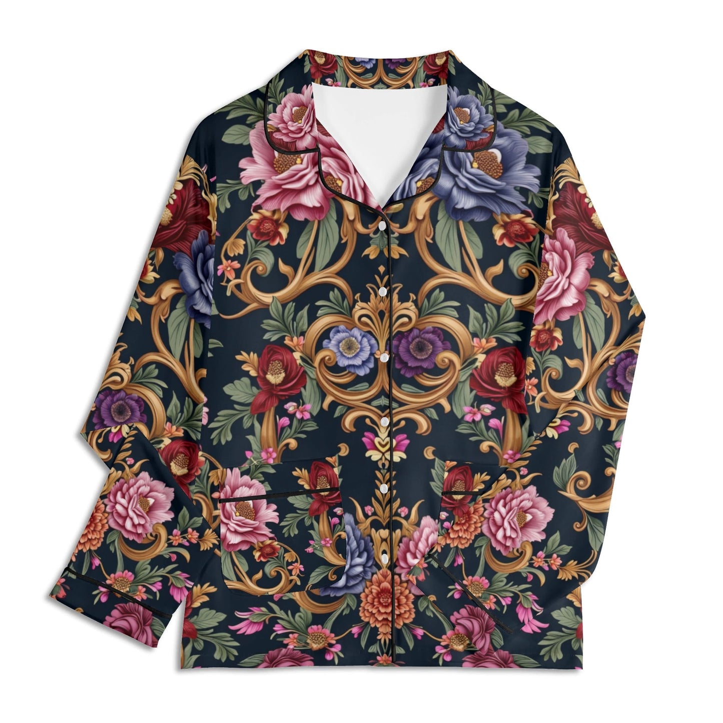Long Sleeve Royal Floral Pajama Set