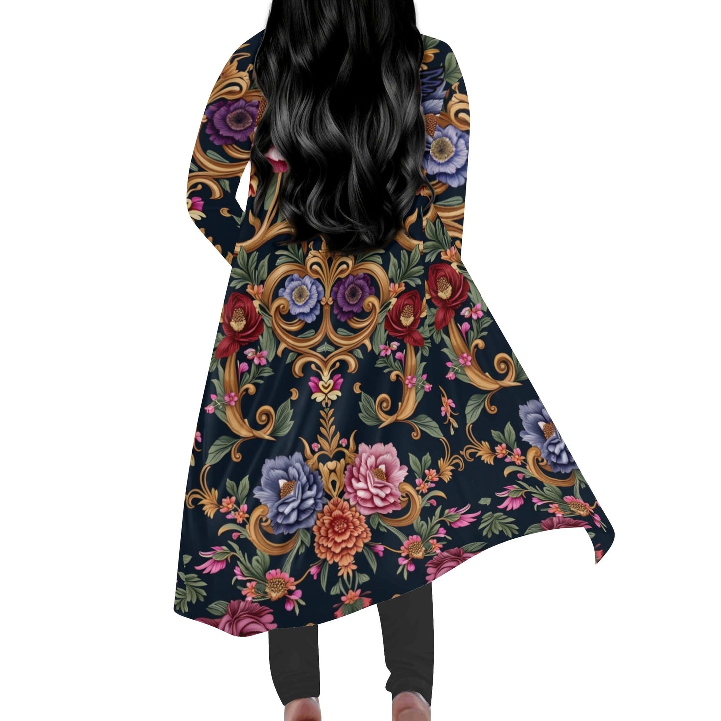 Womens Long Royal Floral Kimono Cardigans