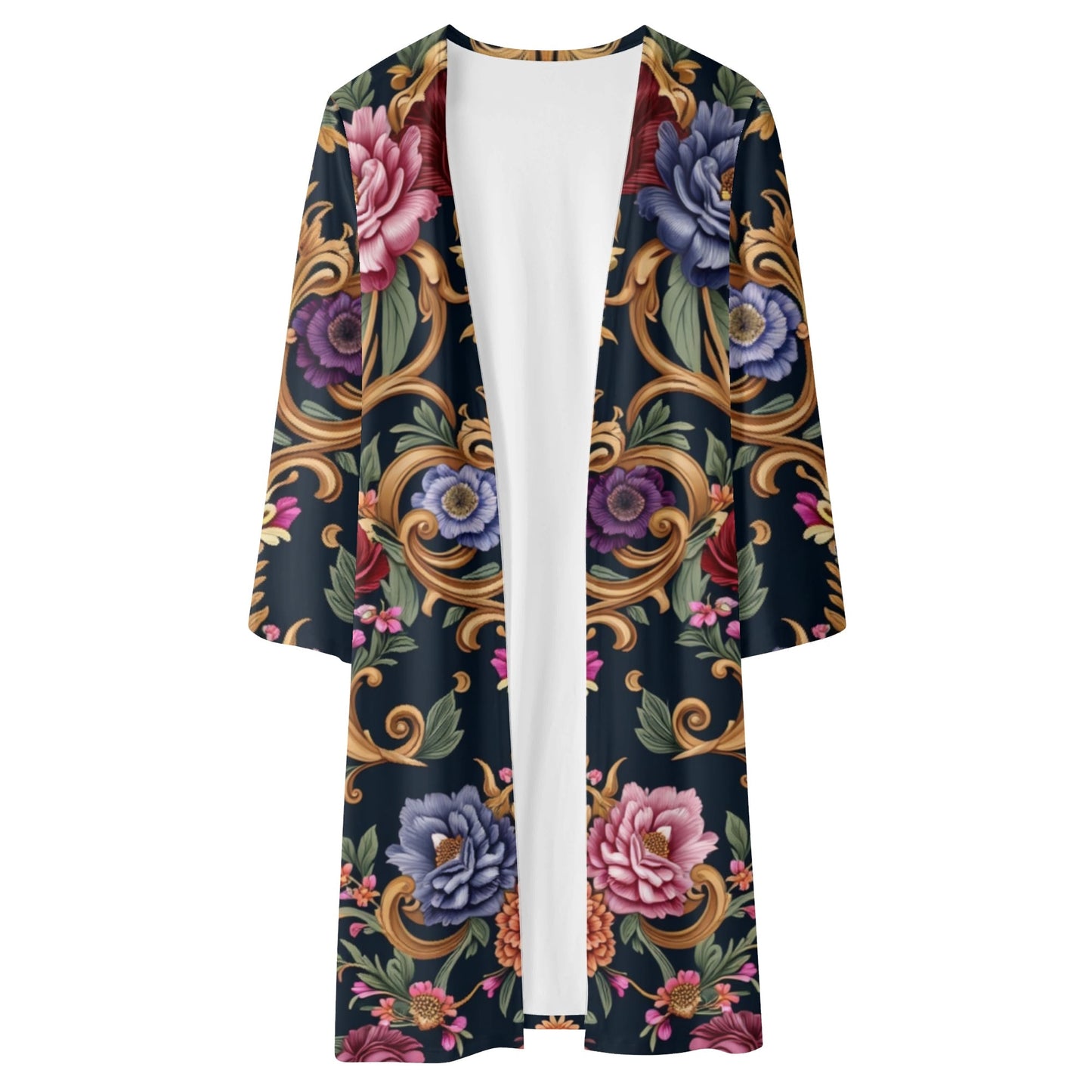Womens Long Royal Floral Kimono Cardigans