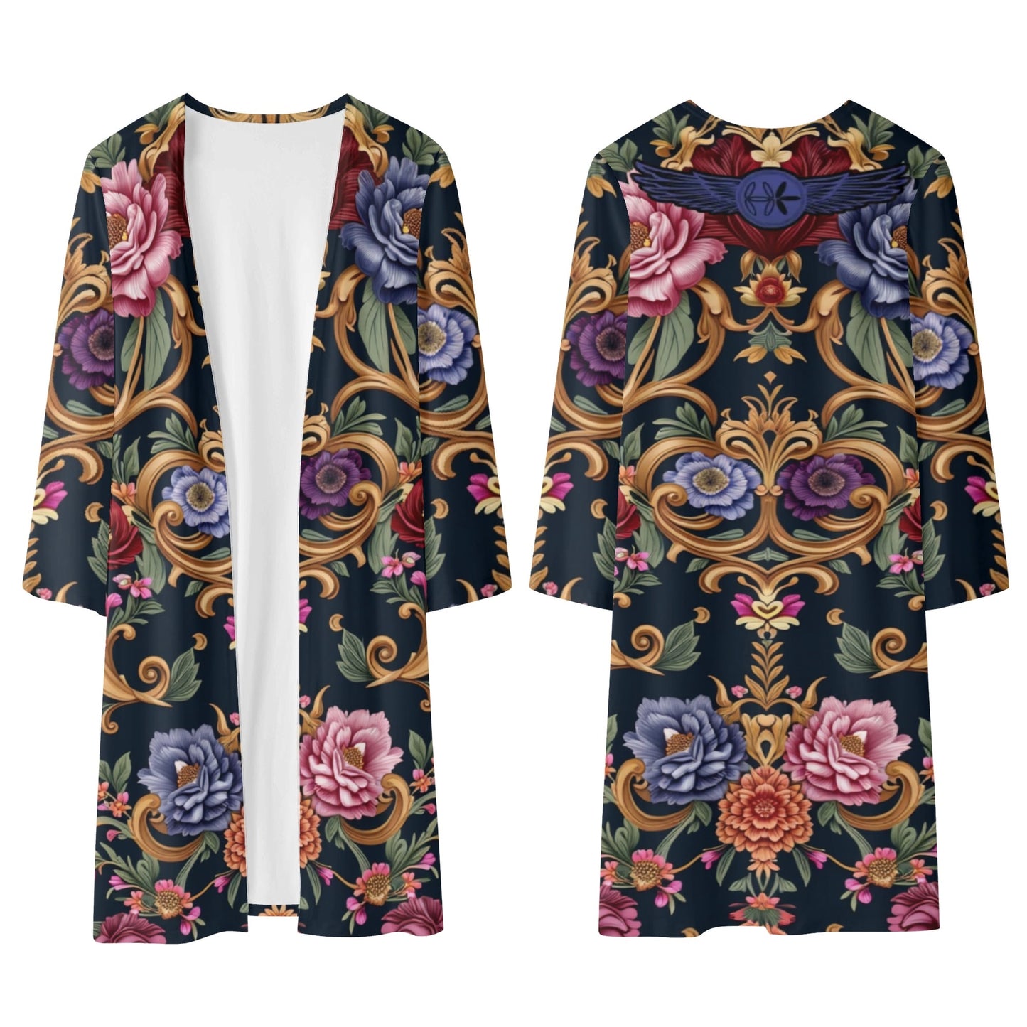 Womens Long Royal Floral Kimono Cardigans