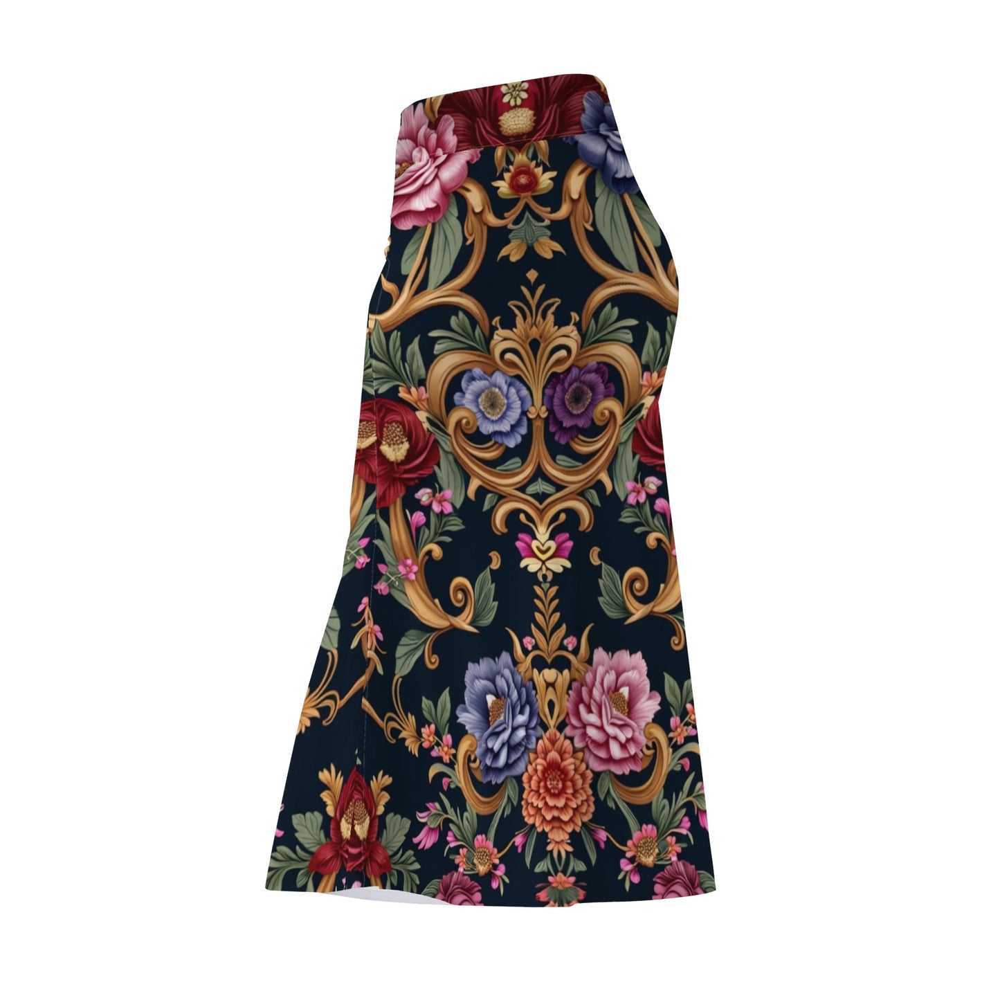 Womens Royal Floral Fishtail Long Skirt by Highest Evolution