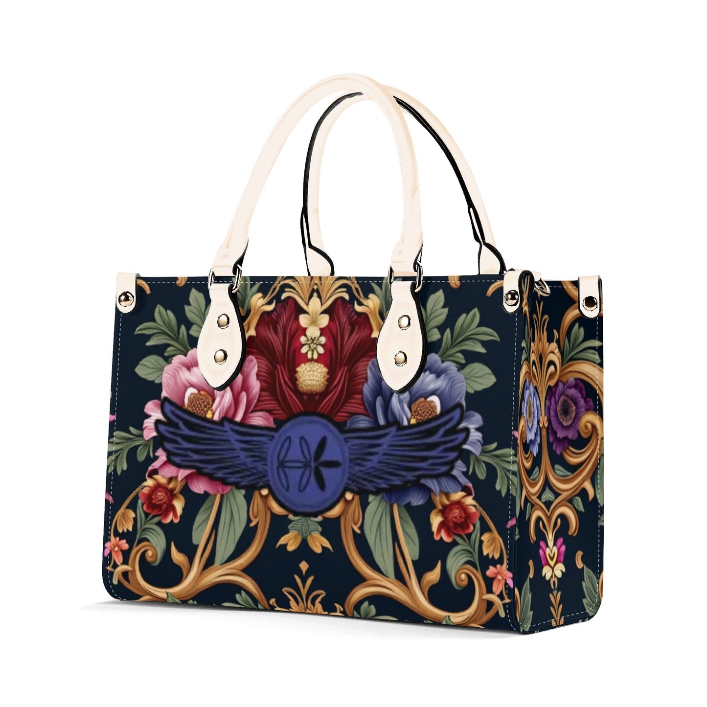 Womens Royal Floral Leather Handbag by Highest Evolution