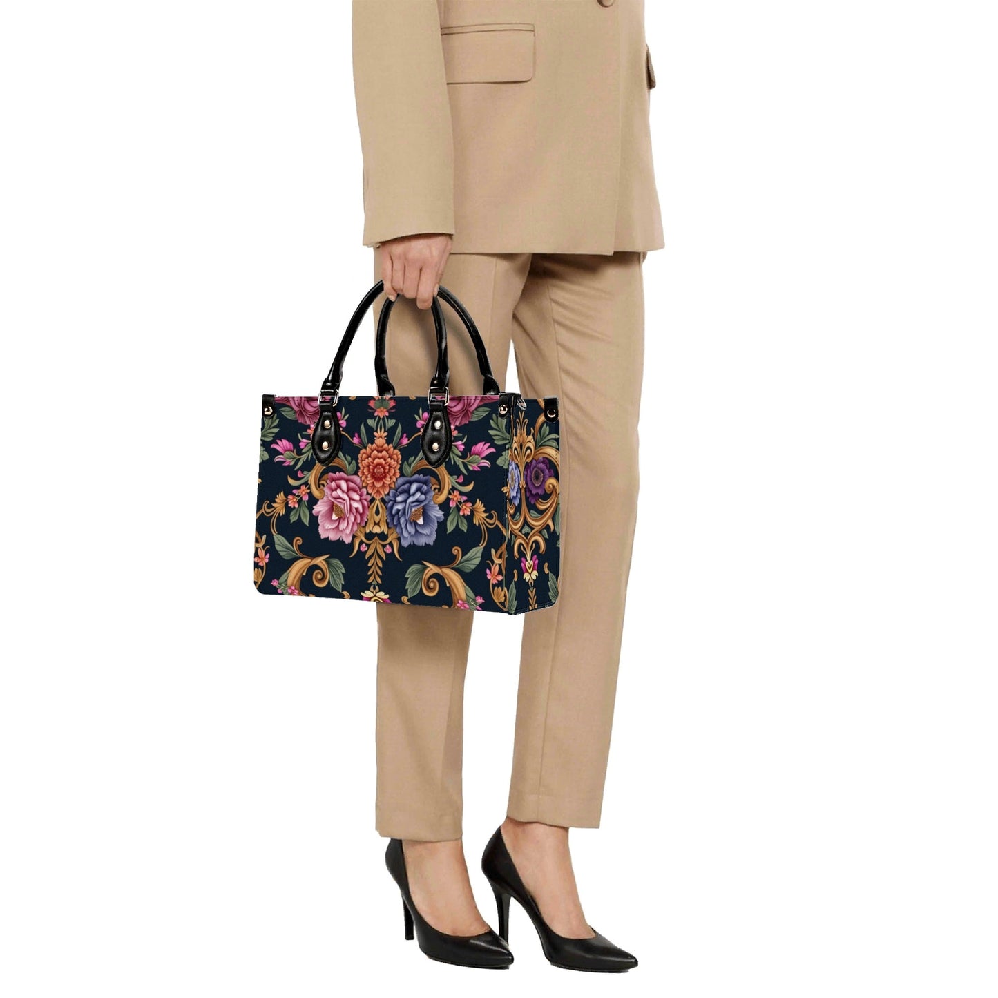 Womens Royal Floral Leather Handbag by Highest Evolution