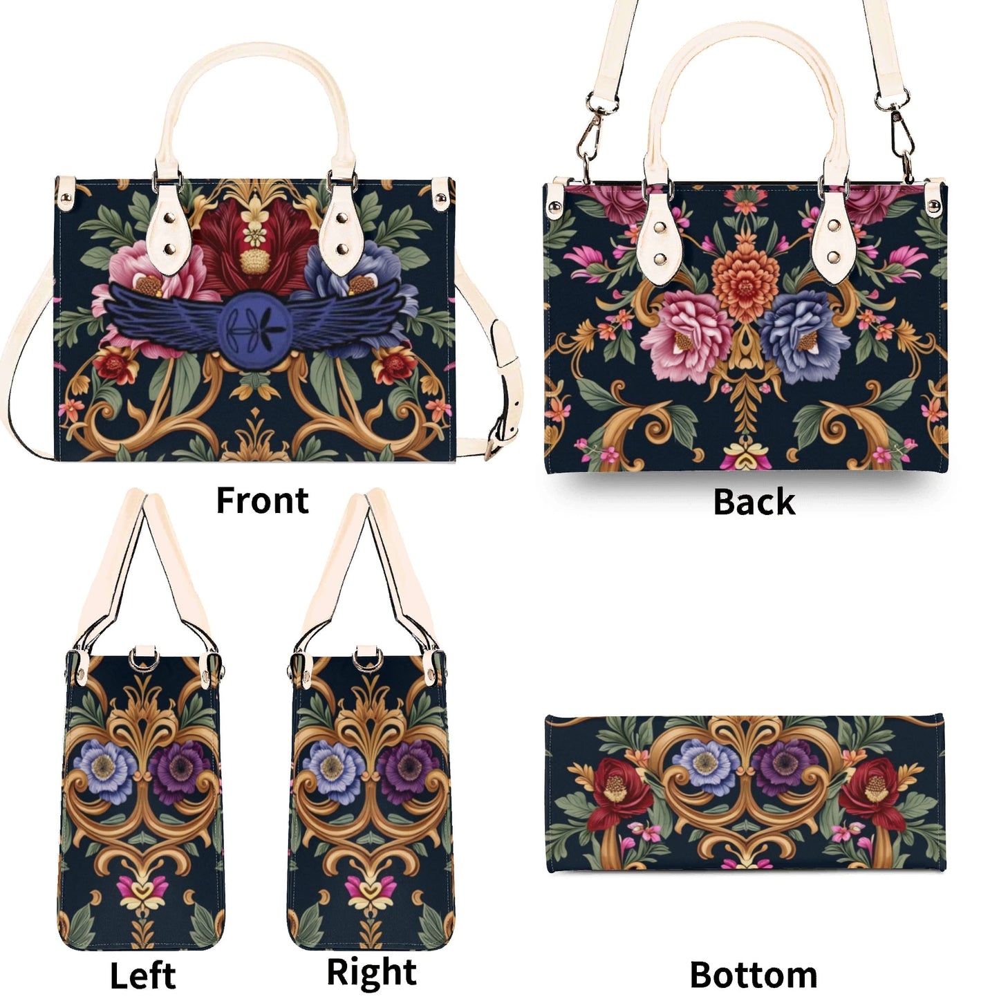 Womens Royal Floral Leather Handbag by Highest Evolution