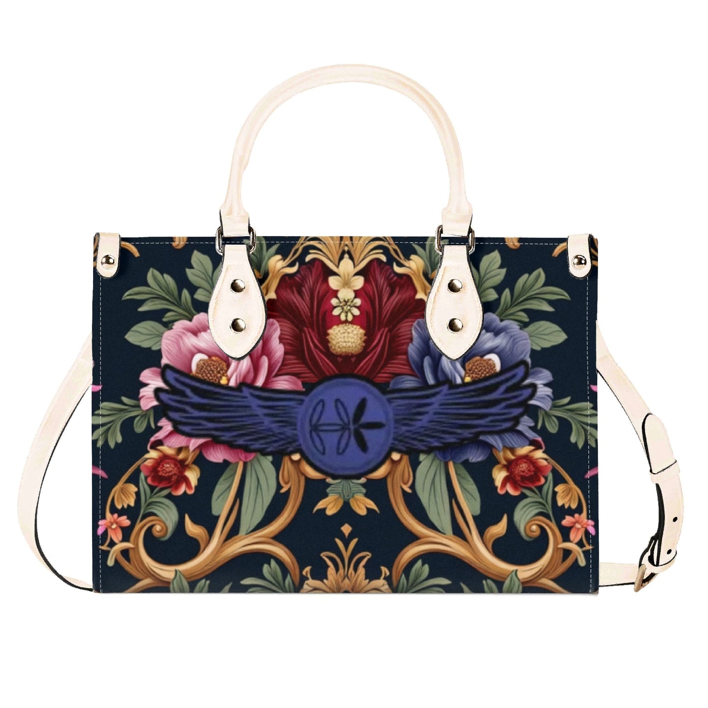 Womens Royal Floral Leather Handbag by Highest Evolution