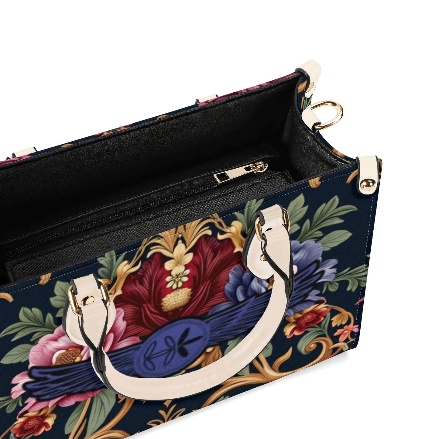 Womens Royal Floral Leather Handbag by Highest Evolution