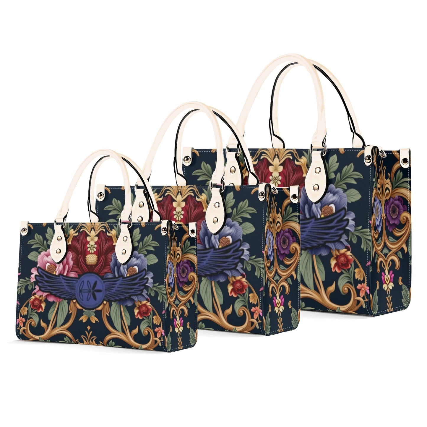 Womens Royal Floral Leather Handbag by Highest Evolution
