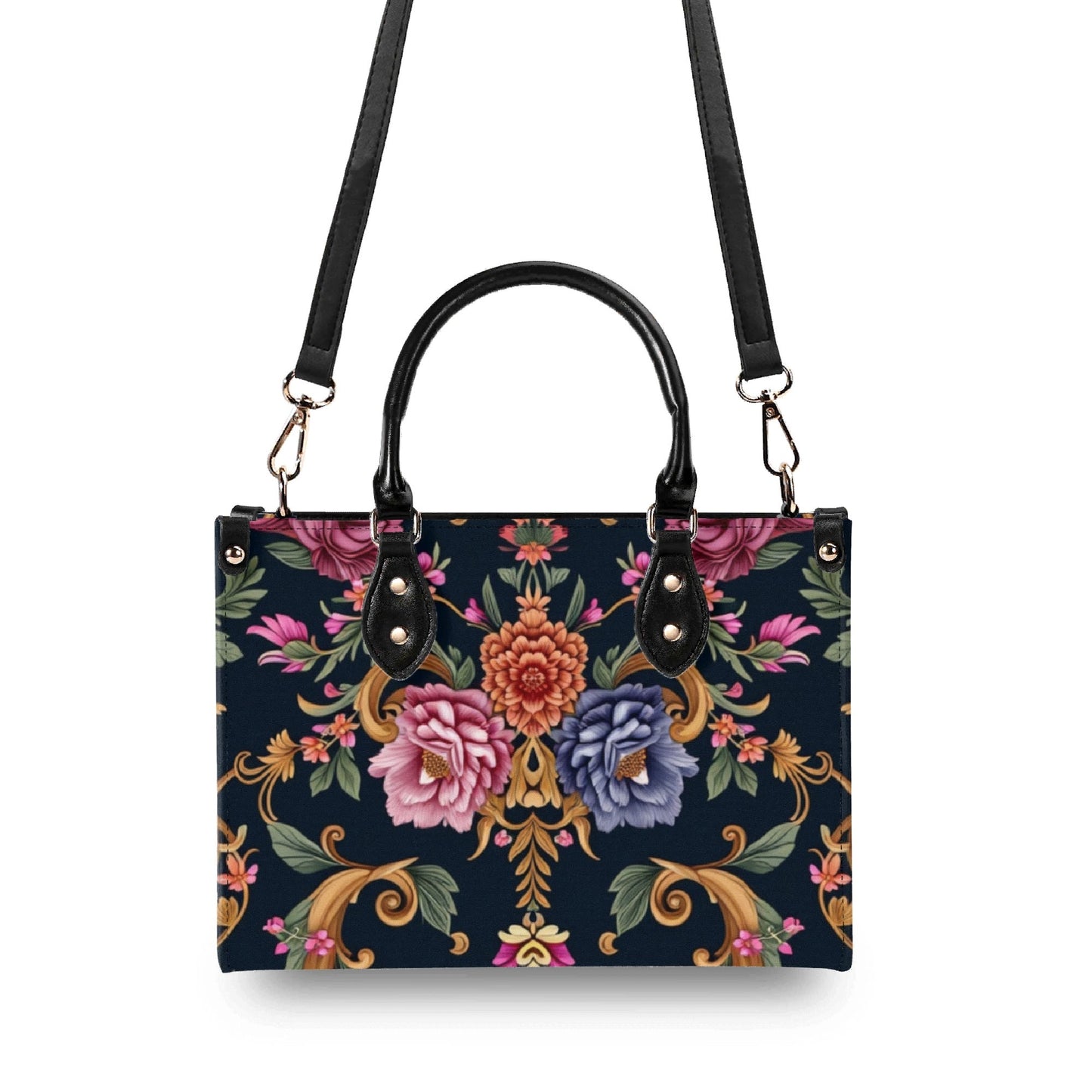 Womens Royal Floral Leather Handbag by Highest Evolution
