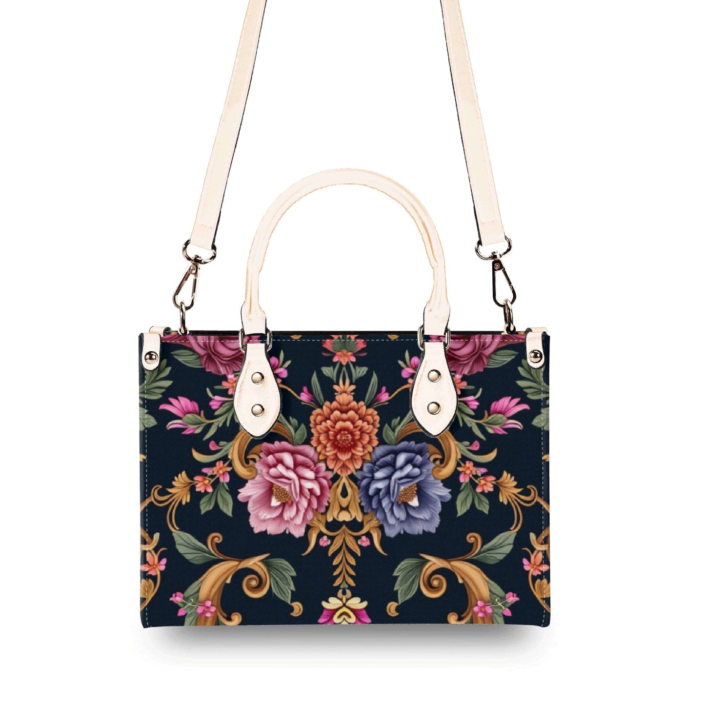Womens Royal Floral Leather Handbag by Highest Evolution