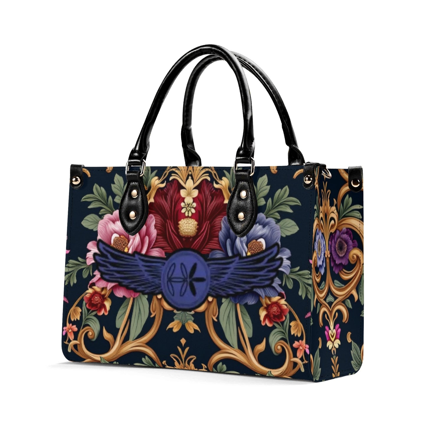 Womens Royal Floral Leather Handbag by Highest Evolution