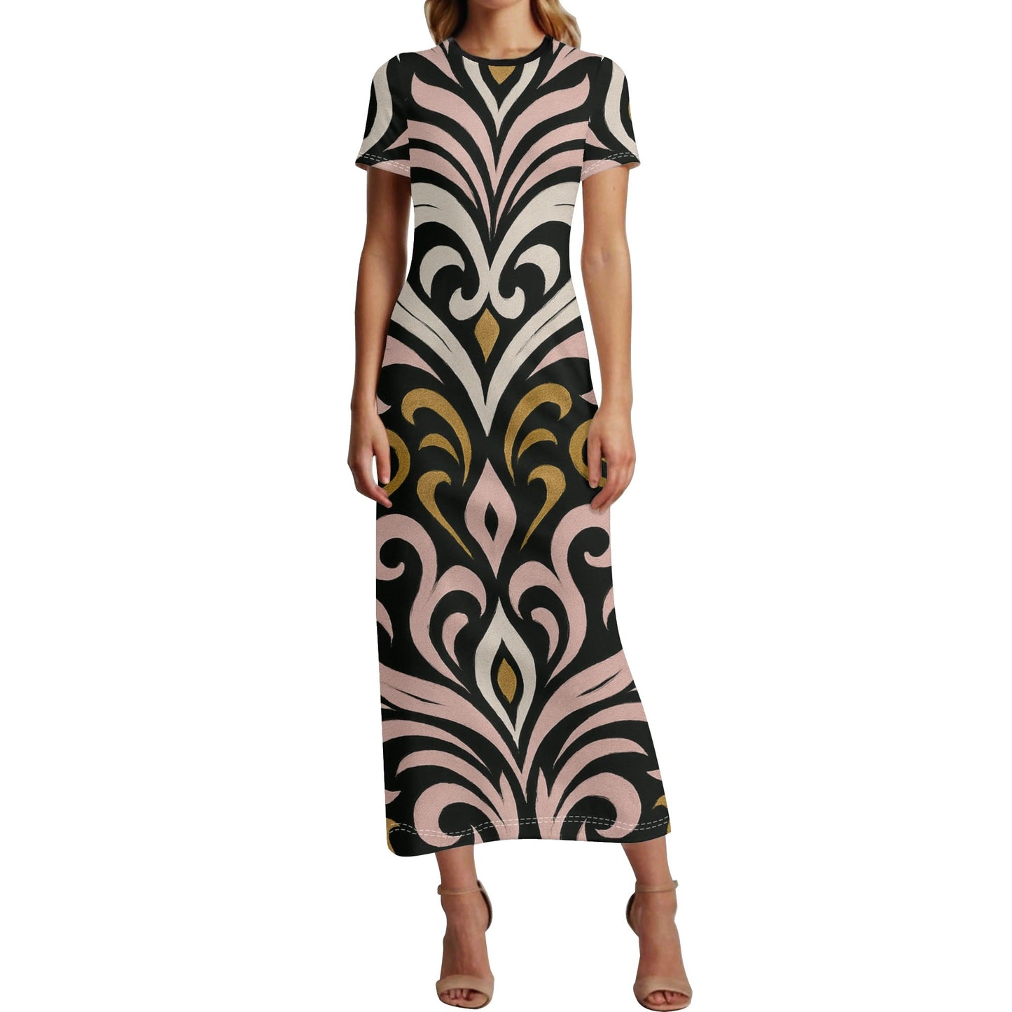 Womens Short Sleeve Queens Aura Tshirt Long Dresses