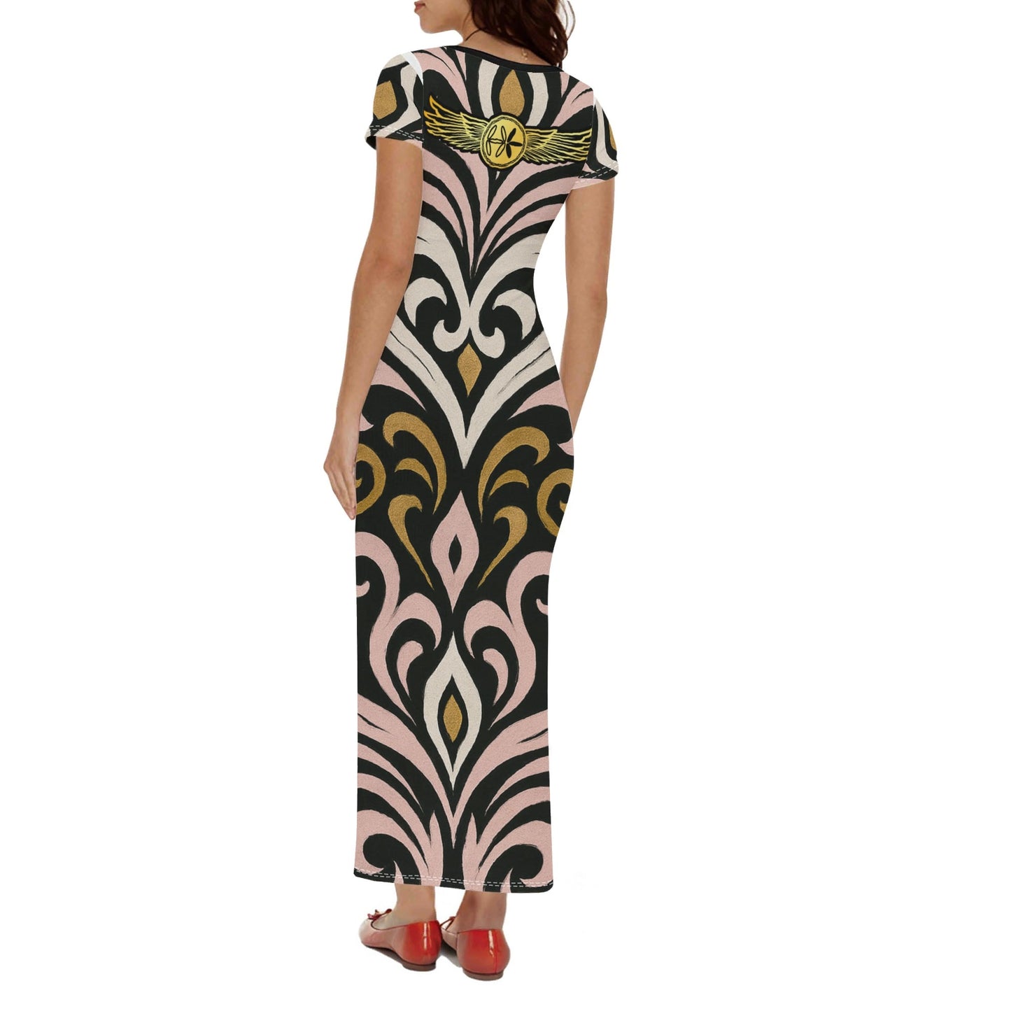 Womens Short Sleeve Queens Aura Tshirt Long Dresses