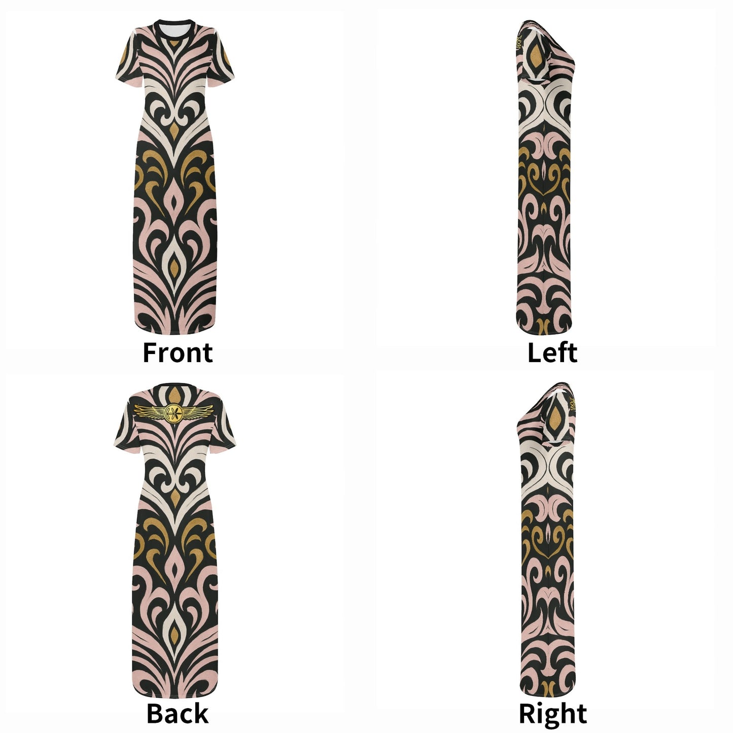 Womens Short Sleeve Queens Aura Tshirt Long Dresses