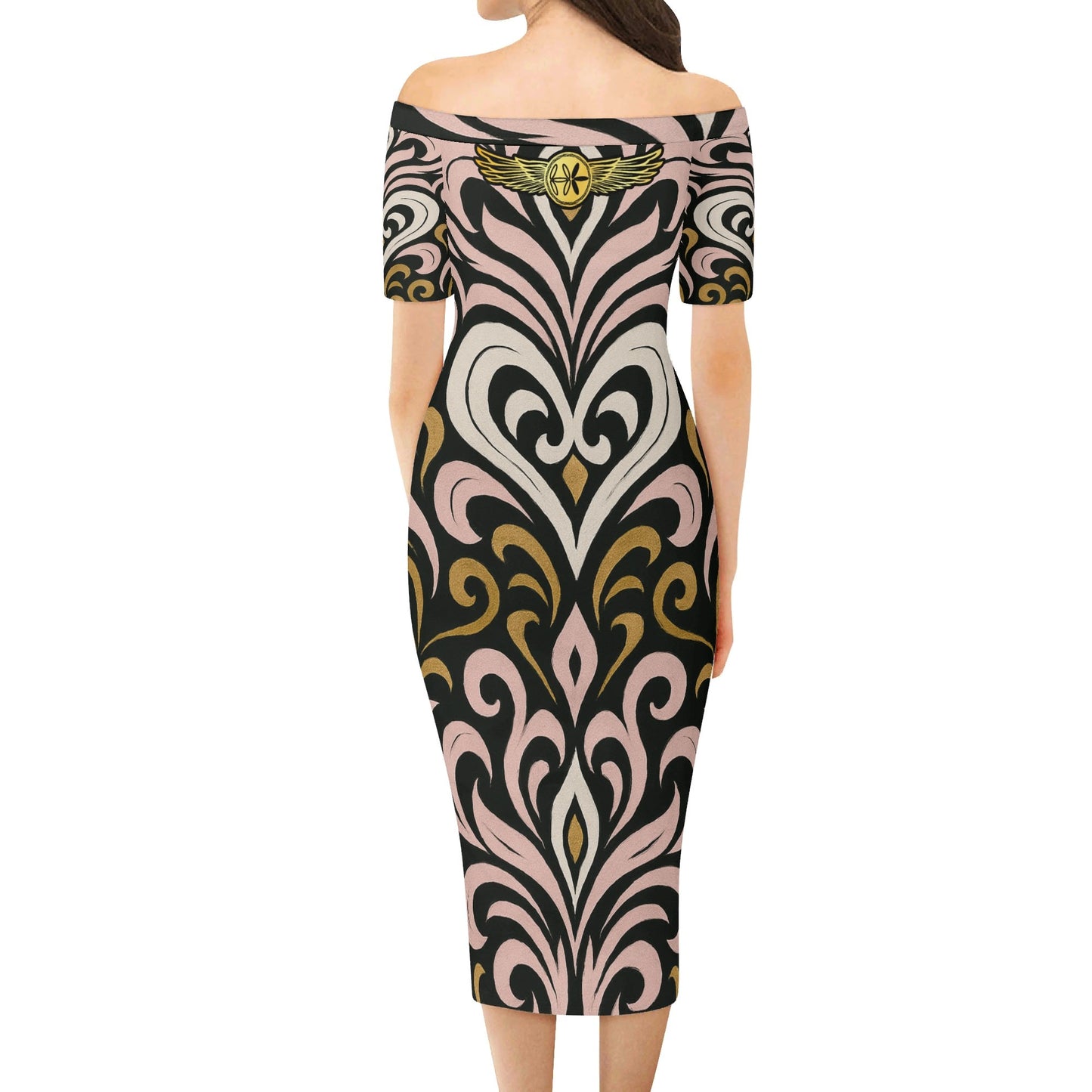 Womens Queen Aura Off The Shoulder Short Sleeve Dress