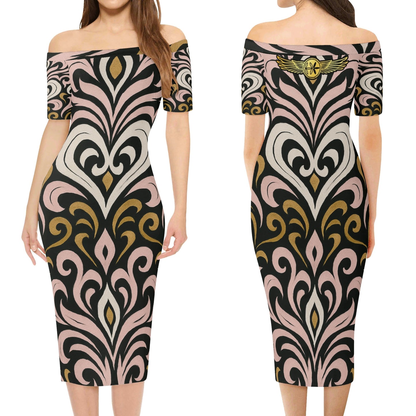 Womens Queen Aura Off The Shoulder Short Sleeve Dress