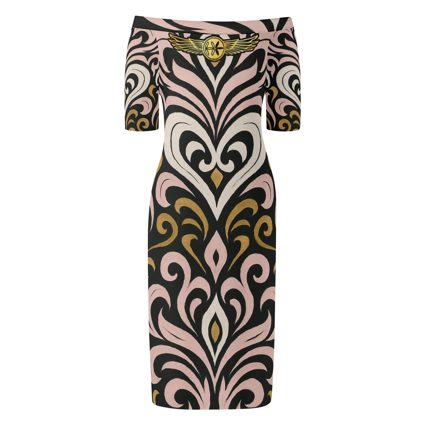 Womens Queen Aura Off The Shoulder Short Sleeve Dress