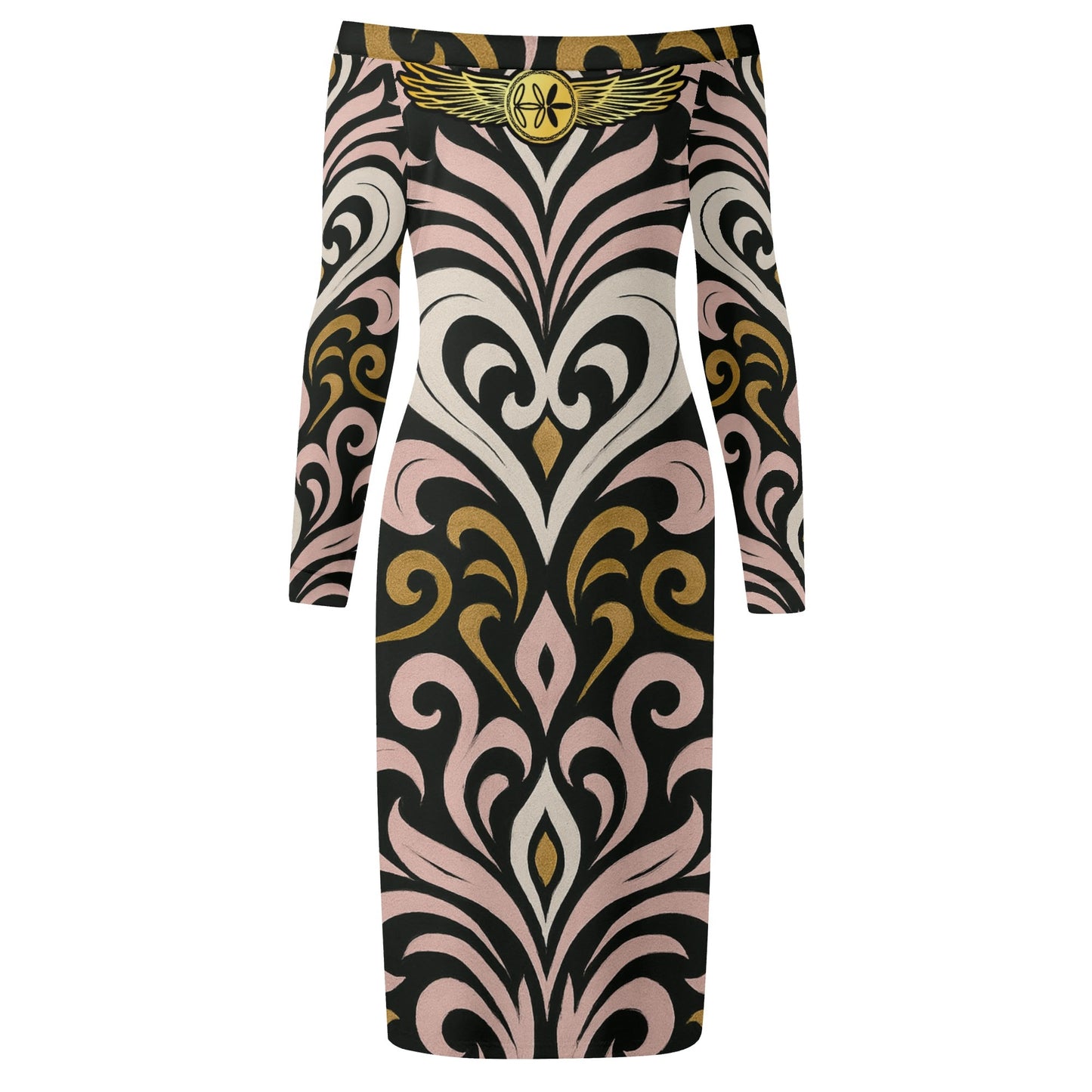 Womens Queen Aura Off The Shoulder Long Sleeve Dress